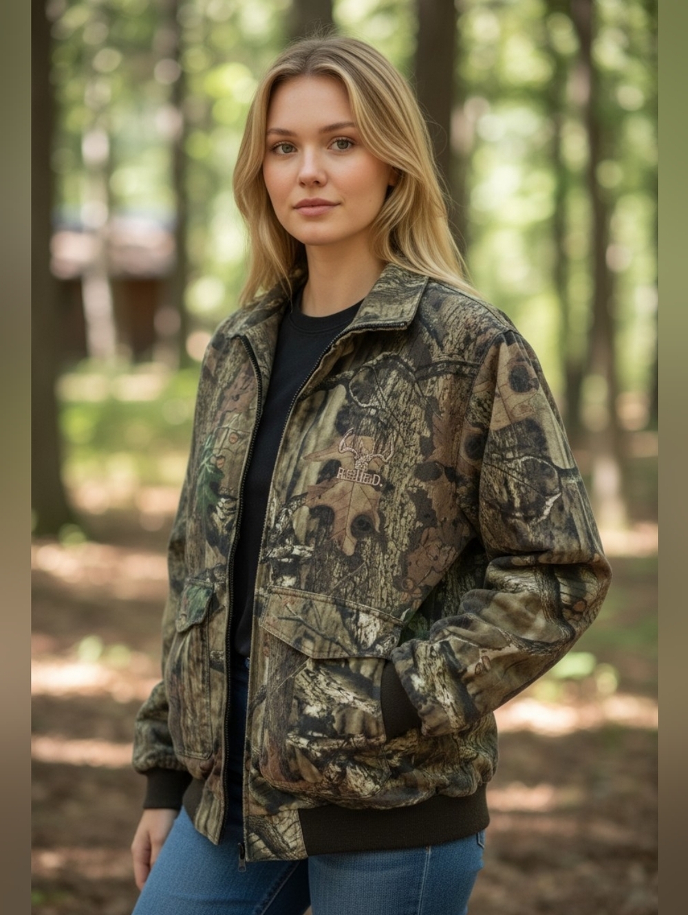RedHead For Her Camo Hunting Jacket Women’s Large Fleece Lined Full Zip Outdoors